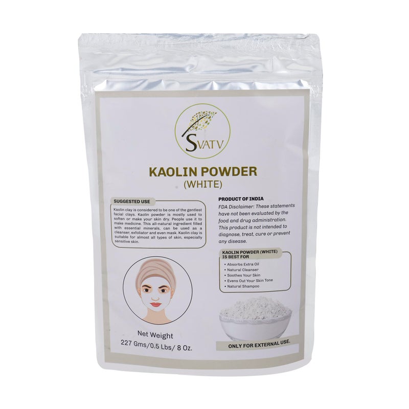 SVATV Kaolin White Clay Natural For Face Mask Bath Bomb Clay, Diy Spa Mud Mask For Soap Making 227g, Half Pound - Image 1