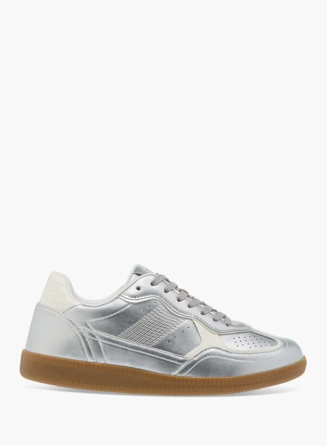 Flora Bella By Shoexpress Womens Textured Lace-Up Ankle Sneakers