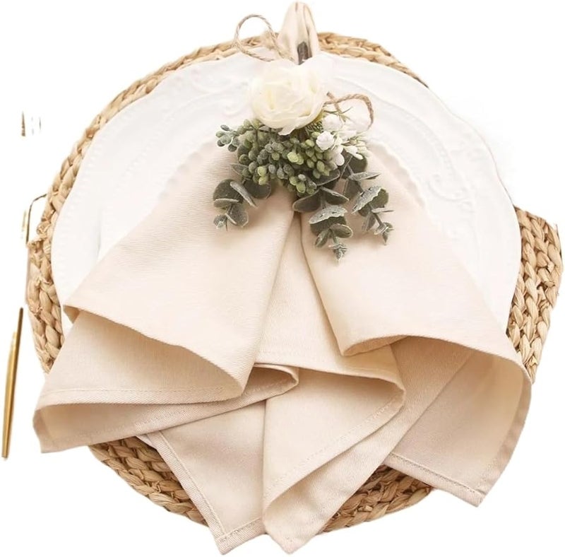 Beige Cloth Napkins 6pcs 43x43cm Square Dinner Table Napkins for Home Party Wedding - Image 2