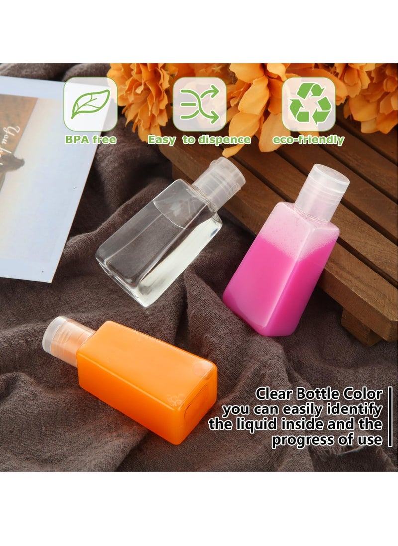 Excefore - Travel Bottles Empty, 100 Pcs Travel Size Bottles 1oz Plastic Small Bottles, 30 ml Mini Bottles, Empty Clear Trapezoidal Portable Travel Bottle with Flip Cap for Liquid, Lotions, Toner, Body Soap - Image 1