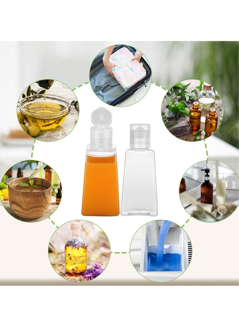 Excefore - Travel Bottles Empty, 100 Pcs Travel Size Bottles 1oz Plastic Small Bottles, 30 ml Mini Bottles, Empty Clear Trapezoidal Portable Travel Bottle with Flip Cap for Liquid, Lotions, Toner, Body Soap - Image 1