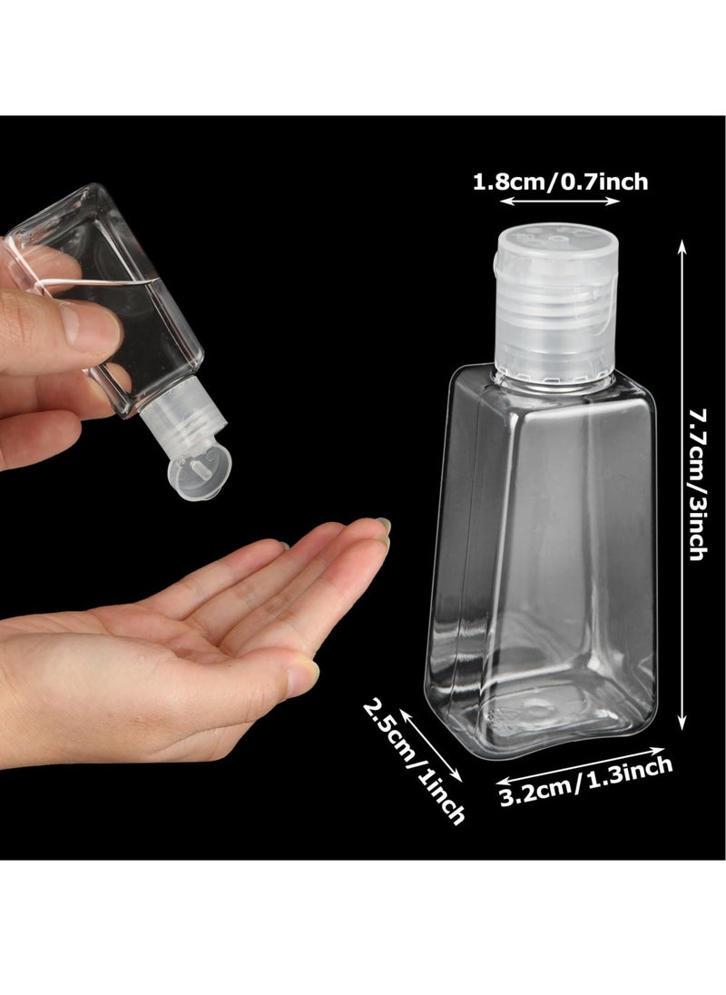 Excefore - Travel Bottles Empty, 100 Pcs Travel Size Bottles 1oz Plastic Small Bottles, 30 ml Mini Bottles, Empty Clear Trapezoidal Portable Travel Bottle with Flip Cap for Liquid, Lotions, Toner, Body Soap - Image 1