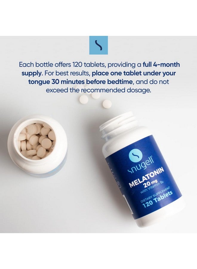 Snugell Melatonin 20 mg with Vitamin B6 -Vegetarian, Non-GMO, Gluten-Free -High-Potency Sleep Support -120 Fast-Dissolving Non-Habit Forming Tablets for Natural Sleep Cycles & Restful Nights (2)