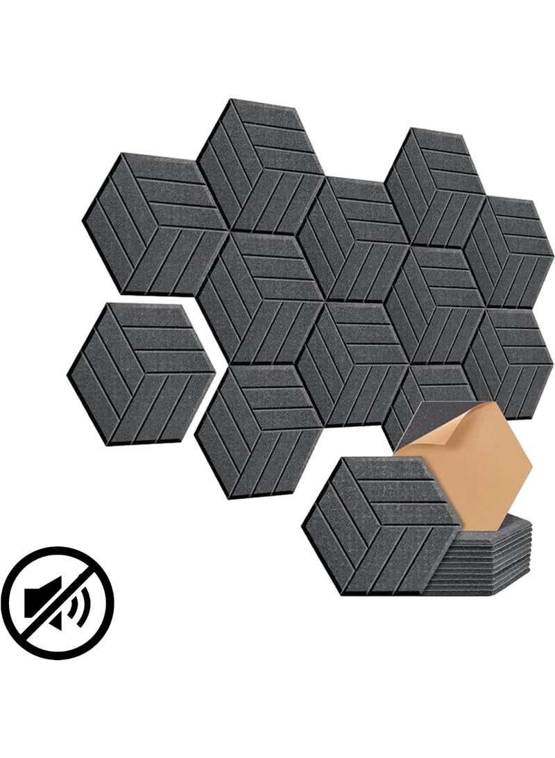 Relex 12Pack Felt Soundproof Wall Panel, Self-Adhesive Sound Absorbing High Density Thick Acoustic Foam Panel Home Studio Hexagon Noise Reduction Wall Panel Grey - Image 2