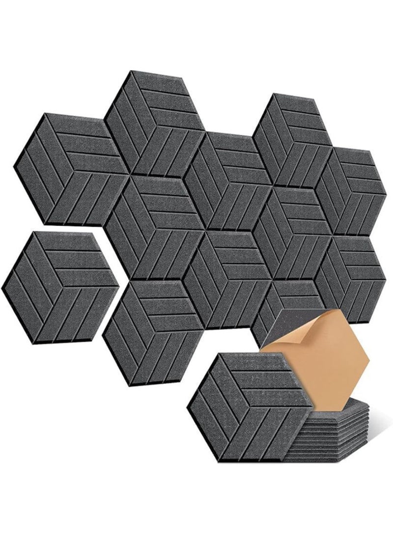 Relex 12Pack Felt Soundproof Wall Panel, Self-Adhesive Sound Absorbing High Density Thick Acoustic Foam Panel Home Studio Hexagon Noise Reduction Wall Panel Grey - Image 1