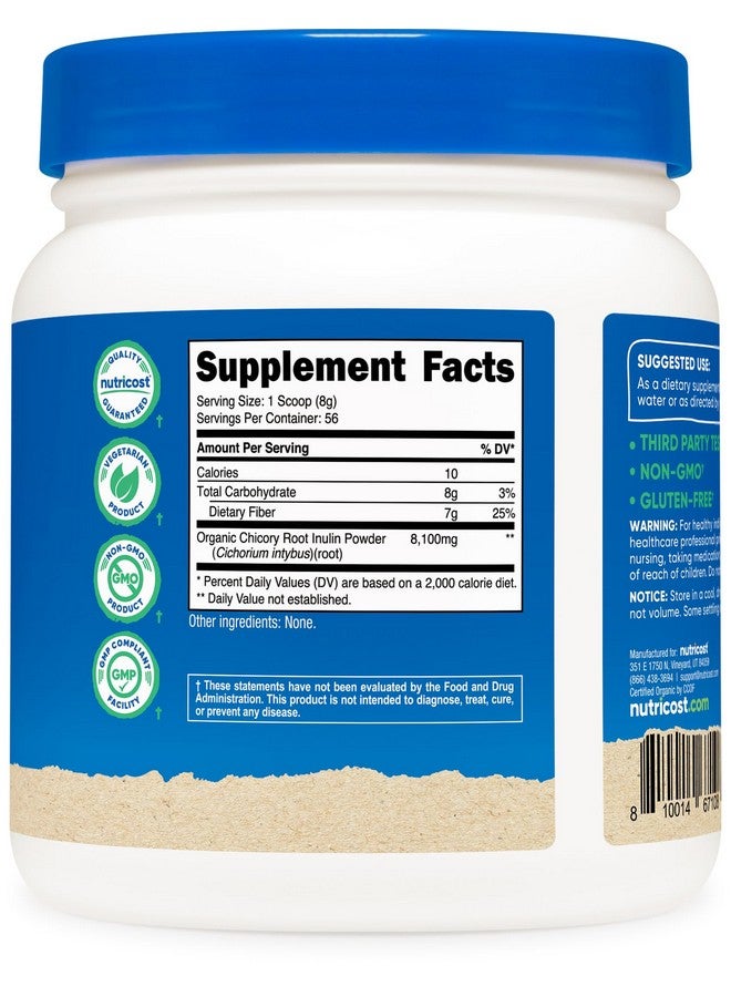 مسحوق إنولين عضوي من Nutricost، 1 رطل (454 جرامًا) 7 جرامات من الألياف لكل وجبة - من جذر الهندباء - معتمد عضويًا من وزارة الزراعة الأمريكية - Image 5
