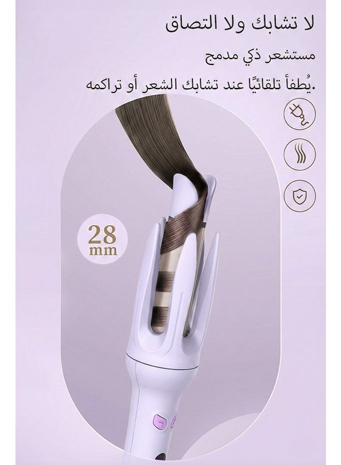 مجدل شعر أوتوماتيكي 28 مم، جهاز تجعيد الشعر بمشبك ذكي بدون تشابك، 4 درجات حرارة 150-210°، تسخين سريع 40 ثانية، مقاوم للحروق، سلك دوّار 360°، مناسب للشعر القصير والطويل، هدية عيد الفطر للنساء، هدية رمضان للنساء - Image 5