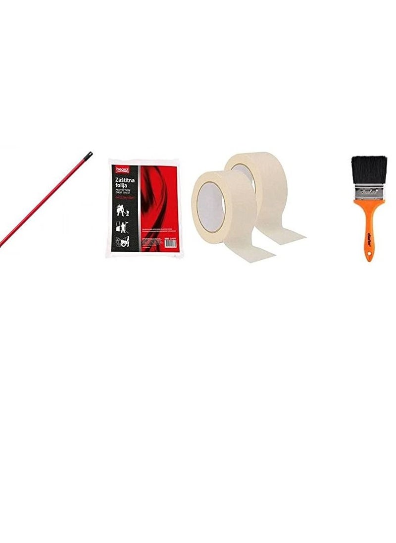 ABBASALI ABBASALI PAINT ROLLER 9" WITH 2MTR EXTENSTION POLE,1PC POLYTHENESHEET,1PC PAINT TRAY,2PCS MASKING TAPE,1PC 3" PAINT BRUSH FOR PAINTING PURPOSE AND MAINTAINANCE PURPOSE  - Image 3