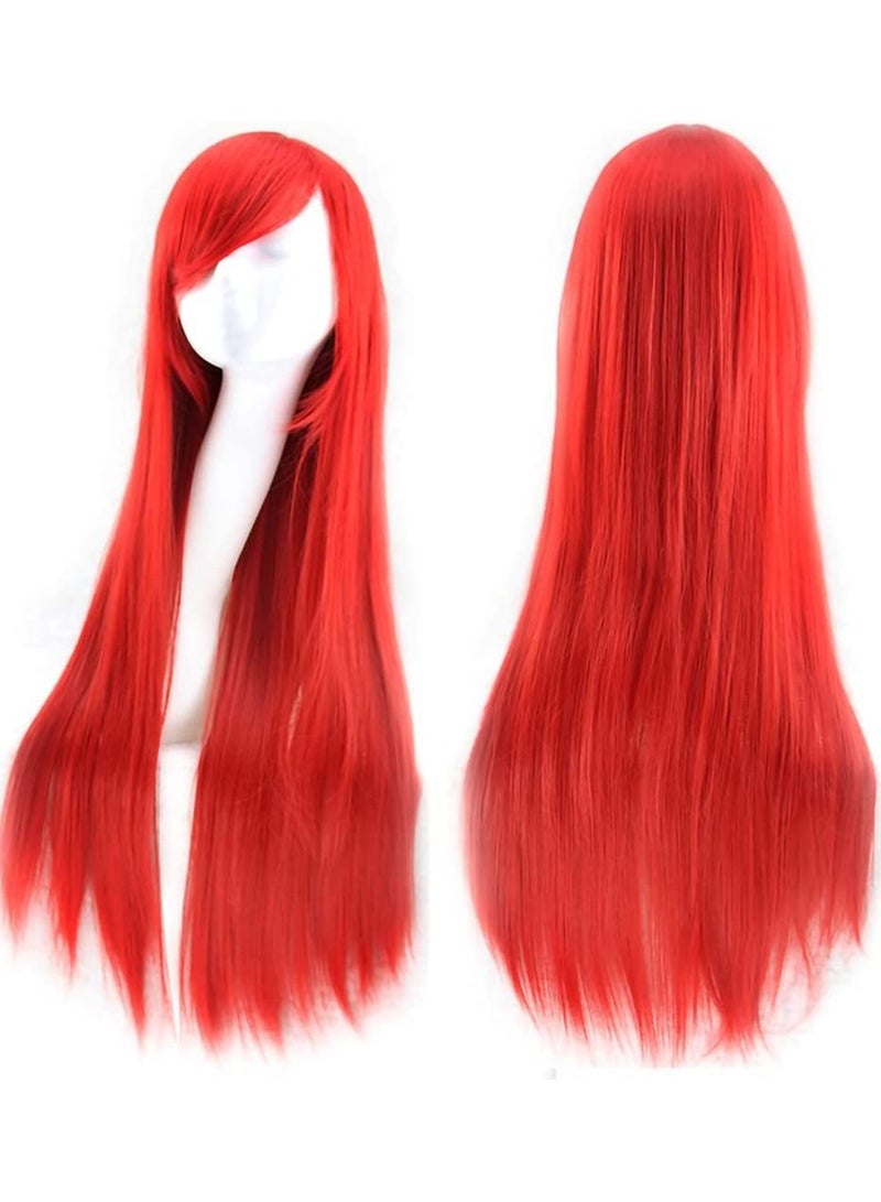 إستيل شعر مستعار Estelle بطول 32 بوصة 80 سم طويل مستقيم أنيمي أزياء المرأة تأثيري باروكة شعر مستعار للحفلات مع غطاء شعر مستعار مجاني أحمر - Image 1