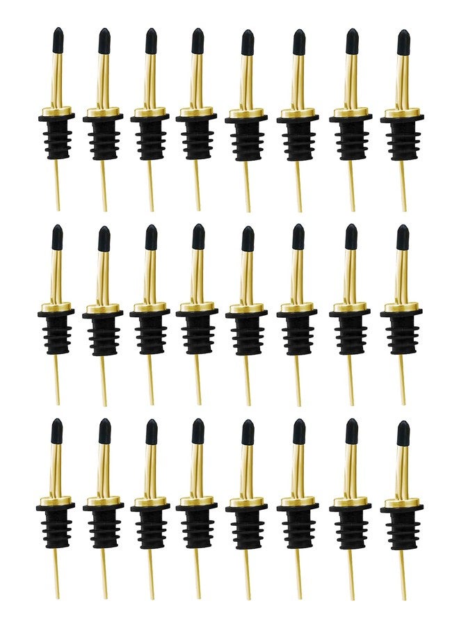 WAFJAMF 24 Pcs Stainless Steel Liquor Pour Spouts Set, Liquor Bottle Pourers with Rubber Dust Caps for Pours Liquid, Olive Oil, Wine, Vinegar (Gold-24 Pack) - Image 1