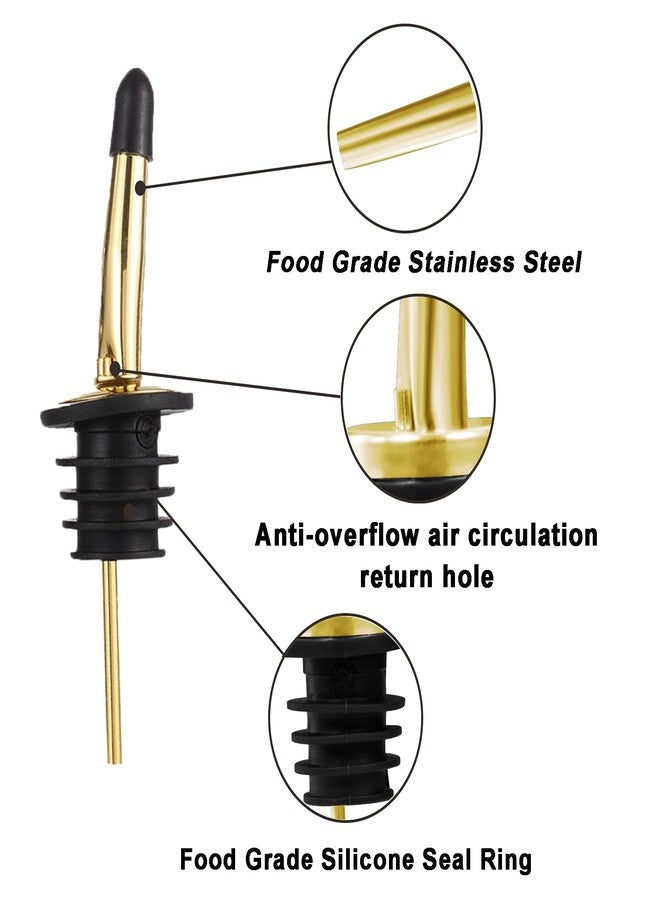 WAFJAMF 24 Pcs Stainless Steel Liquor Pour Spouts Set, Liquor Bottle Pourers with Rubber Dust Caps for Pours Liquid, Olive Oil, Wine, Vinegar (Gold-24 Pack) - Image 3