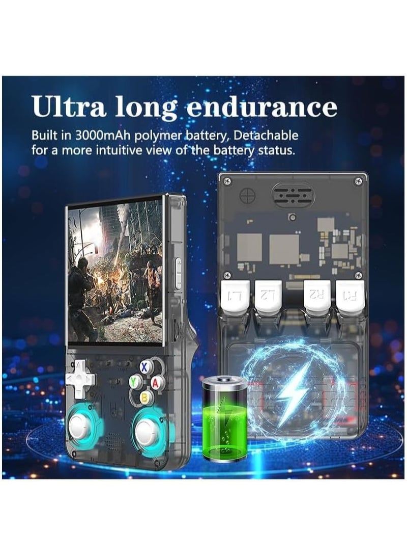 ELTRAZONE R36 Ultra Retro Handheld Game Console – 4.0" IPS Screen, 64GB Built-In Storage with 20,000+ Games, 3000mAh Rechargeable Battery, 20+ Simulators, Linux OS, Portable Pocket Arcade (Transparent Black) - Image 3
