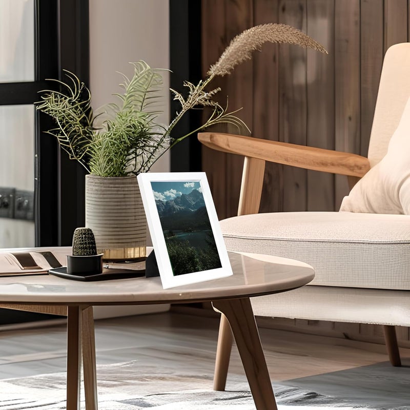 KAIWIN إطار صور KAIWIN 13 × 18 سم أبيض مجموعة من 4 إطارات صور خشبية 5 × 7 بوصة إطار صور خشبي بزجاج أكريليك، إطار للطاولة والتركيب على الحائط ألوان ثابته مقاومة للبهتان - Image 2