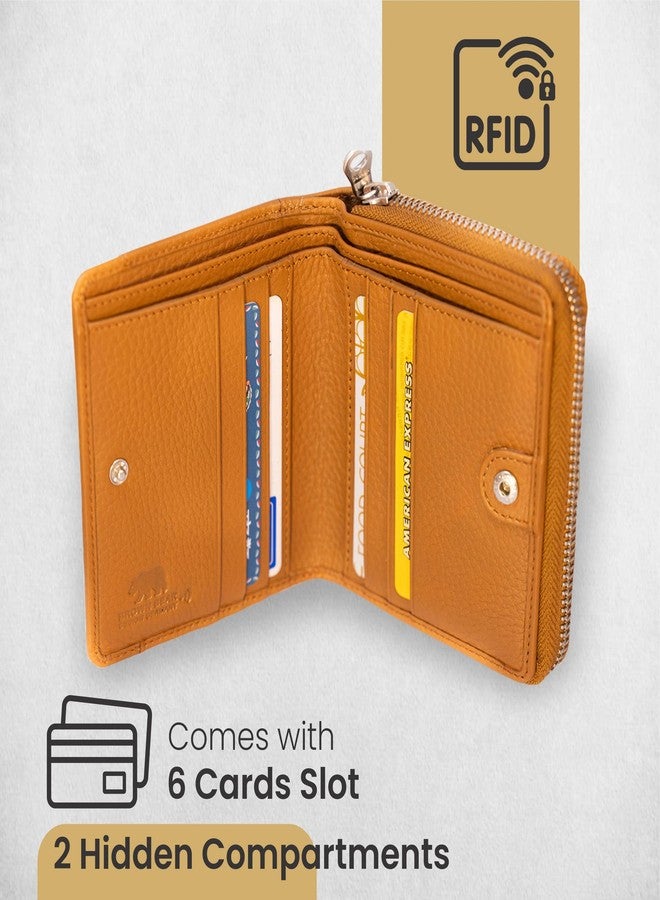 BROWN BEAR Leather Zip Around Card Wallets with RFID Blocking for Women, Suitable for Formal/Casual/Party (TAN) - Image 3