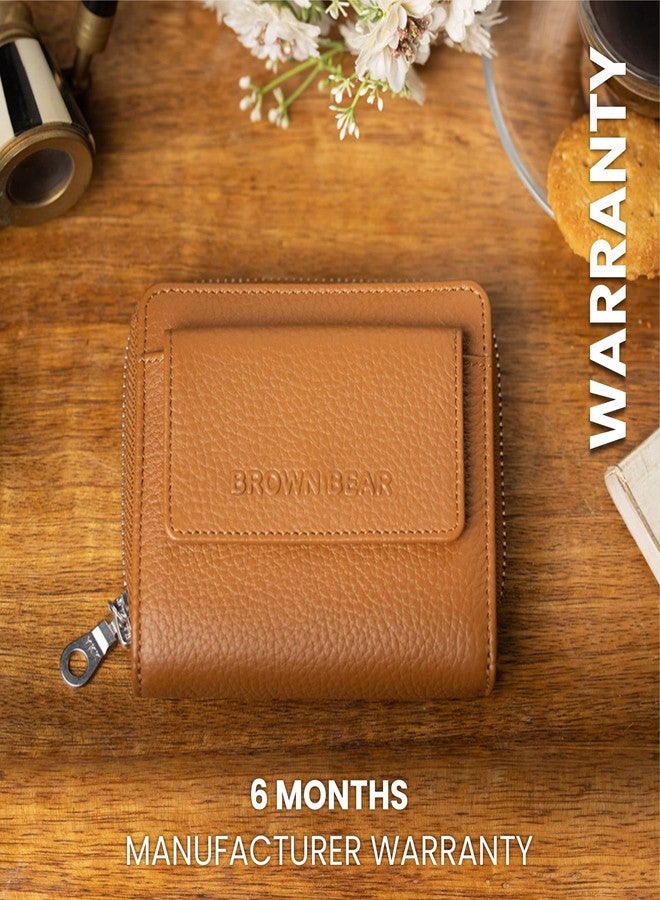 BROWN BEAR Leather Zip Around Card Wallets with RFID Blocking for Women, Suitable for Formal/Casual/Party (TAN) - Image 4