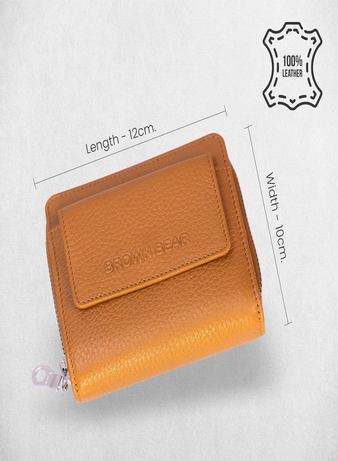 BROWN BEAR Leather Zip Around Card Wallets with RFID Blocking for Women, Suitable for Formal/Casual/Party (TAN) - Image 2
