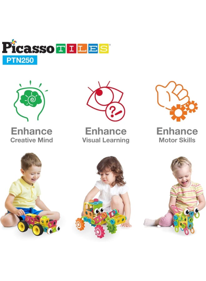 PicassoTiles Picasso Magnetic Engineering Construction Building Set with Idea Book 250-pieces - Image 4