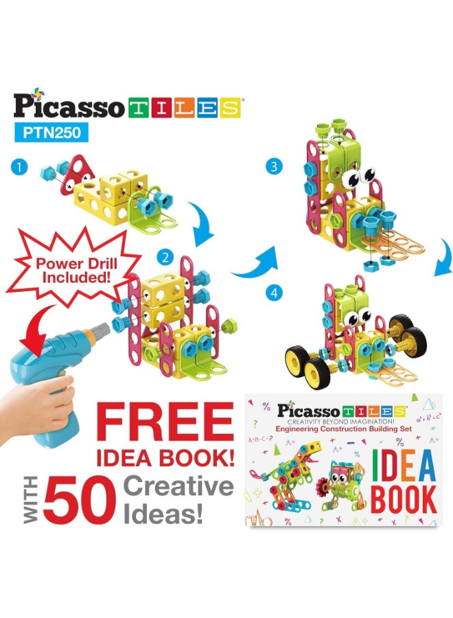 PicassoTiles Picasso Magnetic Engineering Construction Building Set with Idea Book 250-pieces - Image 2