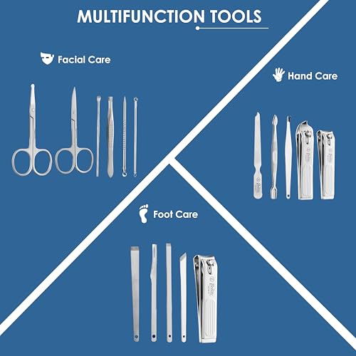 Beauté Secrets Essentials Manicure Set Nail Clippers Kit Manicure Pedicure Gift Set, 16Pcs Professional Stainless Steel Pedicure Care Tools Women Travel Grooming Kit with Case (Grey) - Image 3