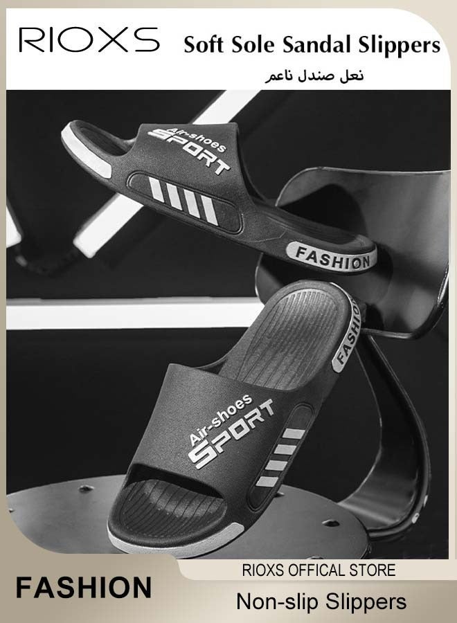 ريوكس النعال للرجال، النعال المريح خفيف الوزن، نعال الحمام المنزلي للرجال، النعال غير المنزلق لأصابع القدم المفتوحة، النعال الفردية المرنة للشاطئ في الهواء الطلق في الداخل يرتدون يوميا، النعال السوداء في حمام النعال، الرجال الكلاسيكية تنزلق - Image 3