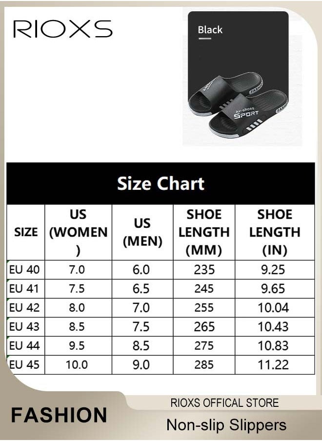 RIOXS Slippers For Men, Comfy Lightweight Flat Slippers, Men's Home Shower Slippers, Non-slip Open Toes Slippers, Soft Elastic Sole Slippers For Beach Outdoor Indoor Daily Wearing, Black Slides Bath Slippers, Classic Men Slip-ons  - Image 4