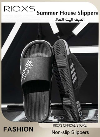 شباشب للرجال، شباشب مسطحة مريحة وخفيفة الوزن، شباشب استحمام منزلية للرجال، شباشب مفتوحة من الأمام ومضادة للانزلاق، شباشب بنعل مرن ناعم للاستخدام اليومي في الشاطئ أو في الهواء الطلق أو داخل المنزل، شباشب حمام سوداء، شباشب كلاسيكية للرجال بدون أربطة - view 4