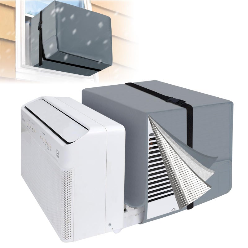 Amerbro Air Conditioner Covers for Outside 20W x 14H x 12D Compatible with Midea AC 800010000120000 BTU 3 Layers Insulation Window AC Covers for Outside Compatible with Midea U Shaped Unit Grey - Image 2
