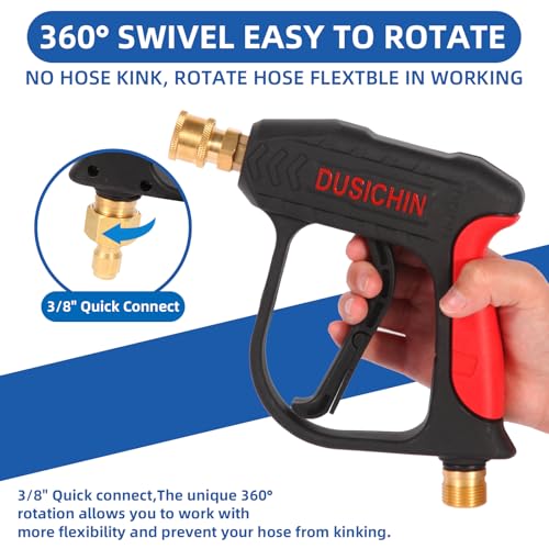 DUSICHIN DUS-022 Short Wand High Pressure Washer Gun 3000 PSI for Pressure Power Washers Black - Image 5