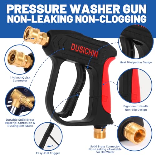 DUSICHIN DUS-022 Short Wand High Pressure Washer Gun 3000 PSI for Pressure Power Washers Black - Image 4