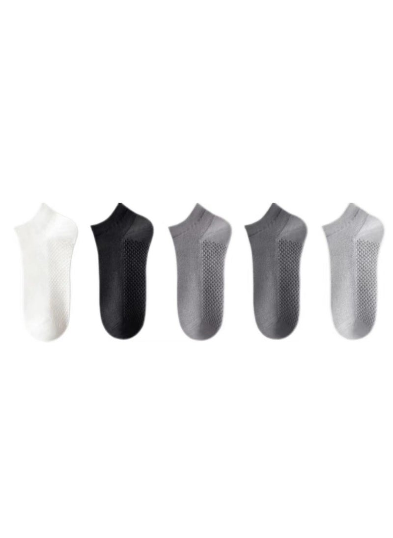 ZERIFAM ZERIFAM Men's Breathable Socks - Pure Cotton Breathable Mesh Short Socks, Sweat Absorbing And Odor-Resistant Men's Short Socks, 5 Pairs Of Summer Thin Solid Color Sweat Absorbing Socks.  - Image 1