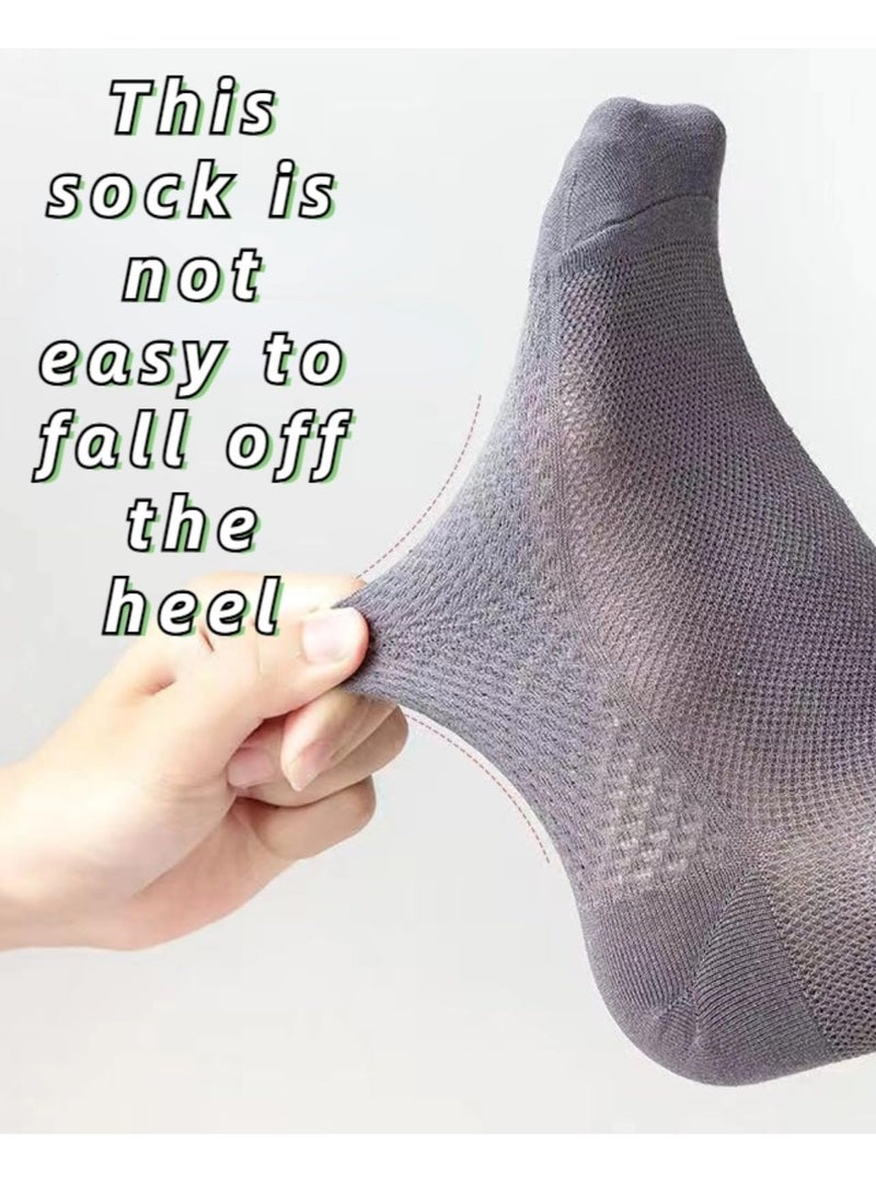 ZERIFAM ZERIFAM Men's Breathable Socks - Pure Cotton Breathable Mesh Short Socks, Sweat Absorbing And Odor-Resistant Men's Short Socks, 5 Pairs Of Summer Thin Solid Color Sweat Absorbing Socks.  - Image 3