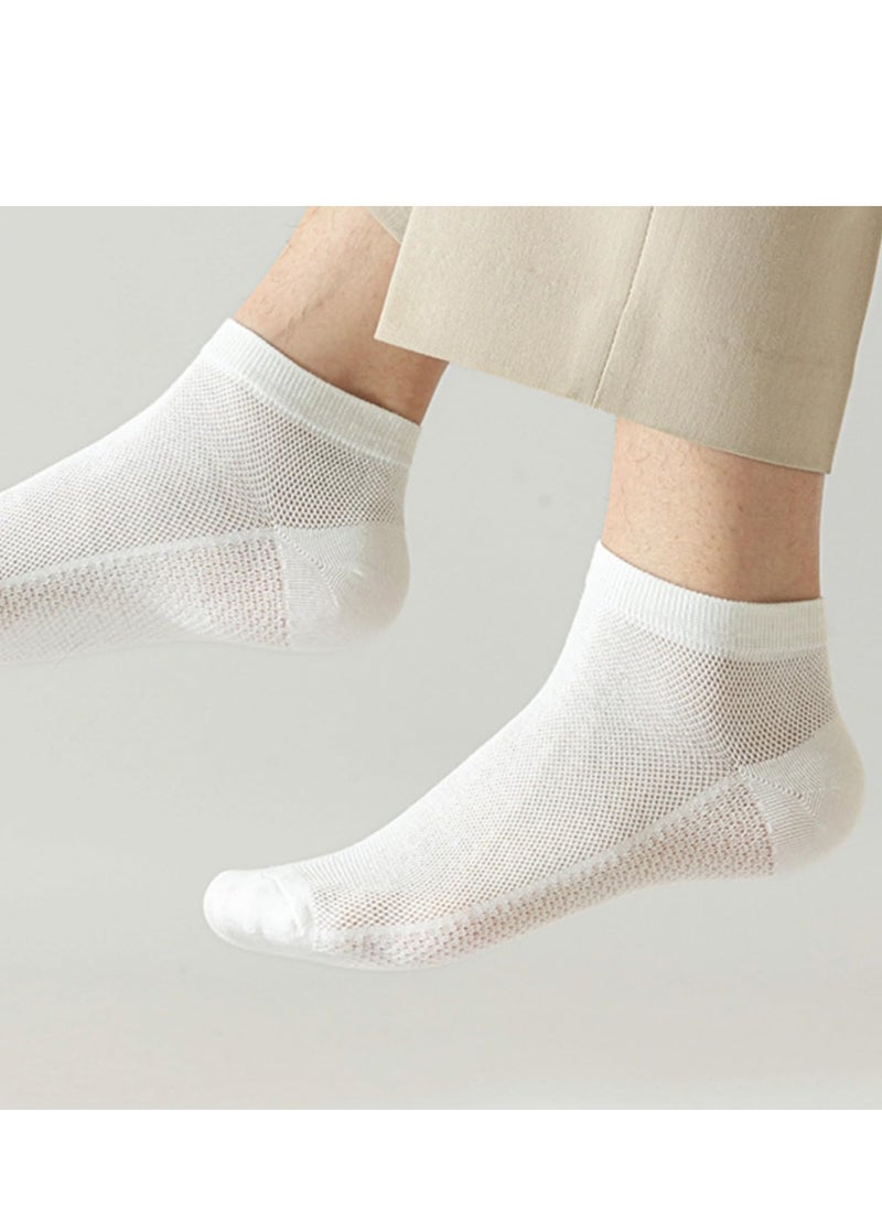 ZERIFAM ZERIFAM Men's Breathable Socks - Pure Cotton Breathable Mesh Short Socks, Sweat Absorbing And Odor-Resistant Men's Short Socks, 5 Pairs Of Summer Thin Solid Color Sweat Absorbing Socks.  - Image 5