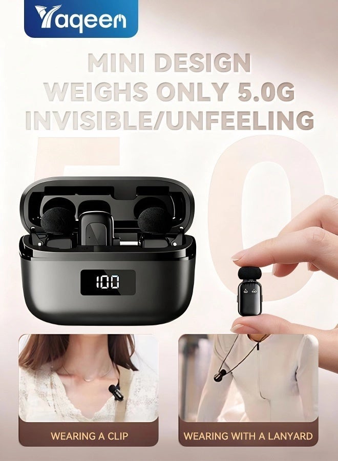 general Mini Wireless Microphone (2TX+2RX)- Noise Cancellation Microphone For Iphone 17/Iphone 15/16 Android Smartphones Ultra Mini Mike Wireless - Mic For Vlogging Tiktok Youtube Content Creators Live Streaming - Image 1