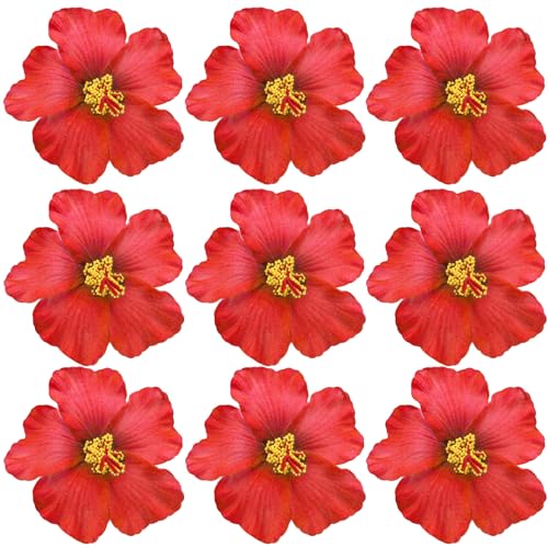 Arvintas 20PCS Red Hawaiian Faux Flowers Hibiscus Flowers Hawaii Party Summer Party DIY Foam Hibiscus Flower for Tabletop Decoration Favors Supplies No Clip - Image 1