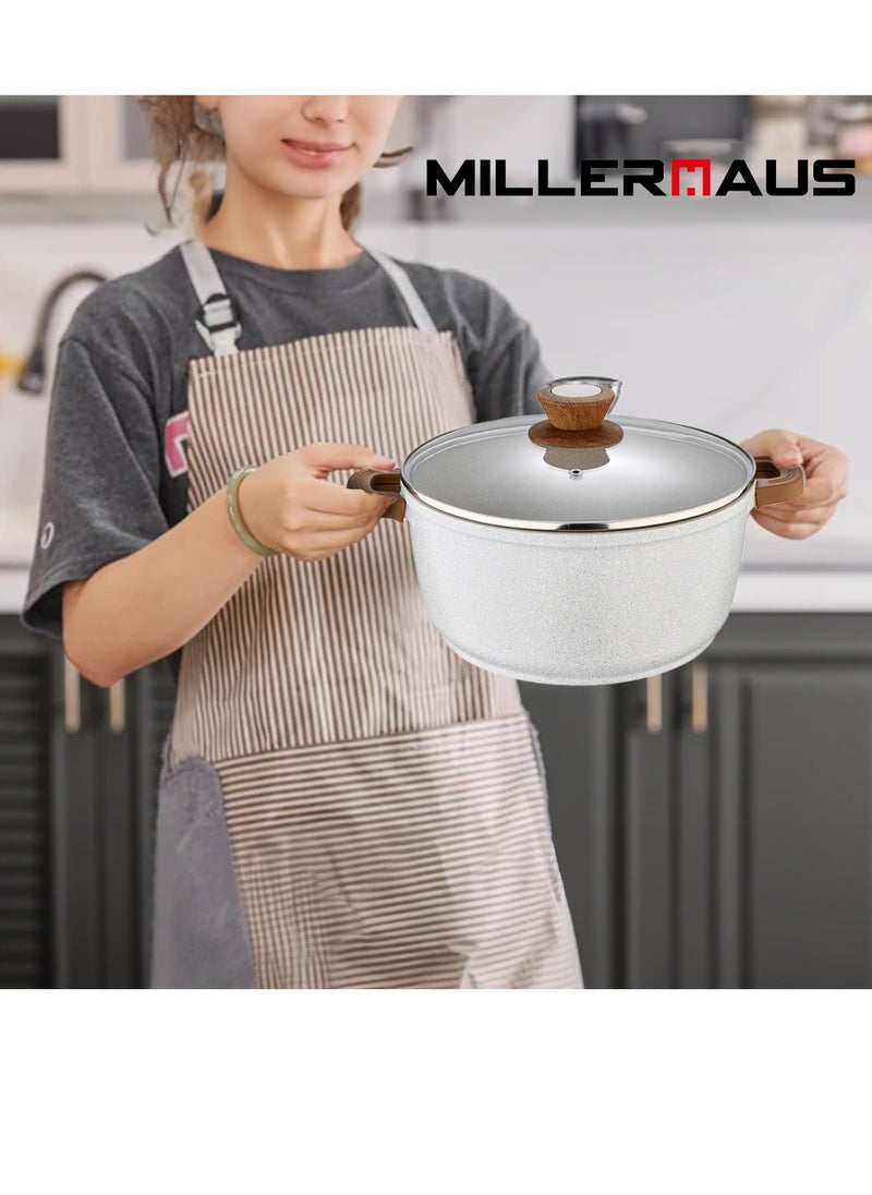 MILLERHAUS Millerhaus Casserole Ø28X12Cm Cast Alu Induction With Glass Lid, High-Quality Non-Stick Coating Compatibility  - Image 3