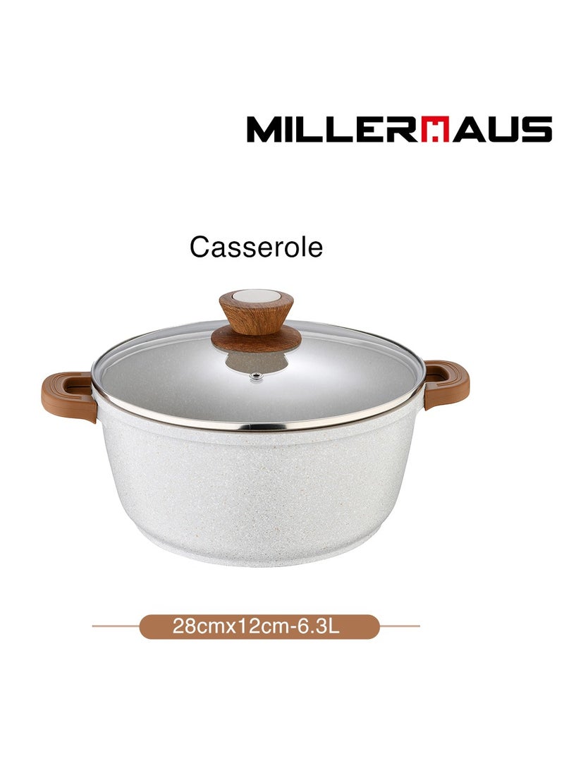 MILLERHAUS Millerhaus Casserole Ø28X12Cm Cast Alu Induction With Glass Lid, High-Quality Non-Stick Coating Compatibility  - Image 2