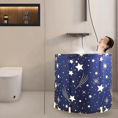 STARBRILLIANT Portable Foldable Bathtub, Collapsible Adult Travel Bath Tub for Camping, Home & Spa, Space-Saving Storage, Durable PVC Material (Starry Sky B, 27inch) - Image 4