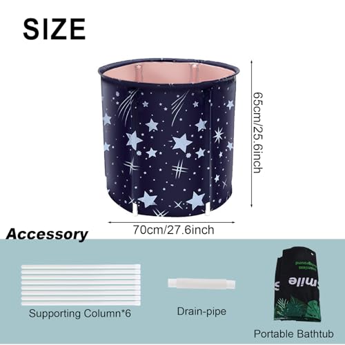 STARBRILLIANT Portable Foldable Bathtub, Collapsible Adult Travel Bath Tub for Camping, Home & Spa, Space-Saving Storage, Durable PVC Material (Starry Sky B, 27inch) - Image 2