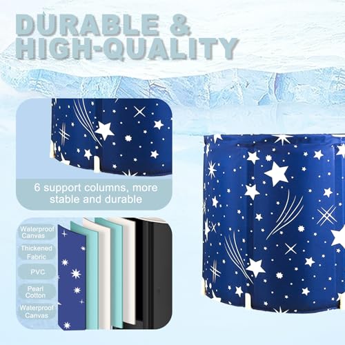 STARBRILLIANT Portable Foldable Bathtub, Collapsible Adult Travel Bath Tub for Camping, Home & Spa, Space-Saving Storage, Durable PVC Material (Starry Sky B, 27inch) - Image 5