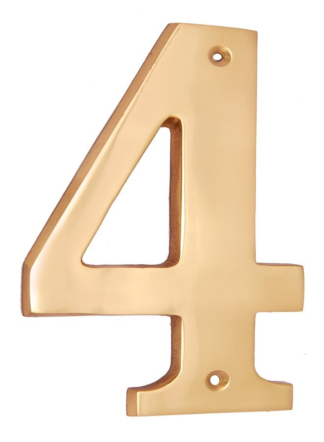Adonai Hardware 6" Broad Brass Numeral "4" - Polish Lacquered