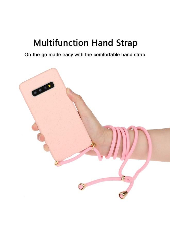 اس-توب جراب لهاتف Galaxy S10 Plus مصنوع من مادة قش القمح + جراب واقٍ من مادة TPU مع حبل - Image 3