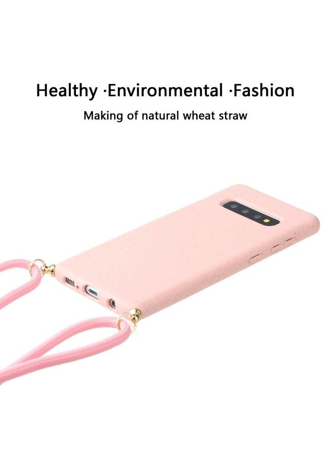 اس-توب جراب لهاتف Galaxy S10 Plus مصنوع من مادة قش القمح + جراب واقٍ من مادة TPU مع حبل - Image 2