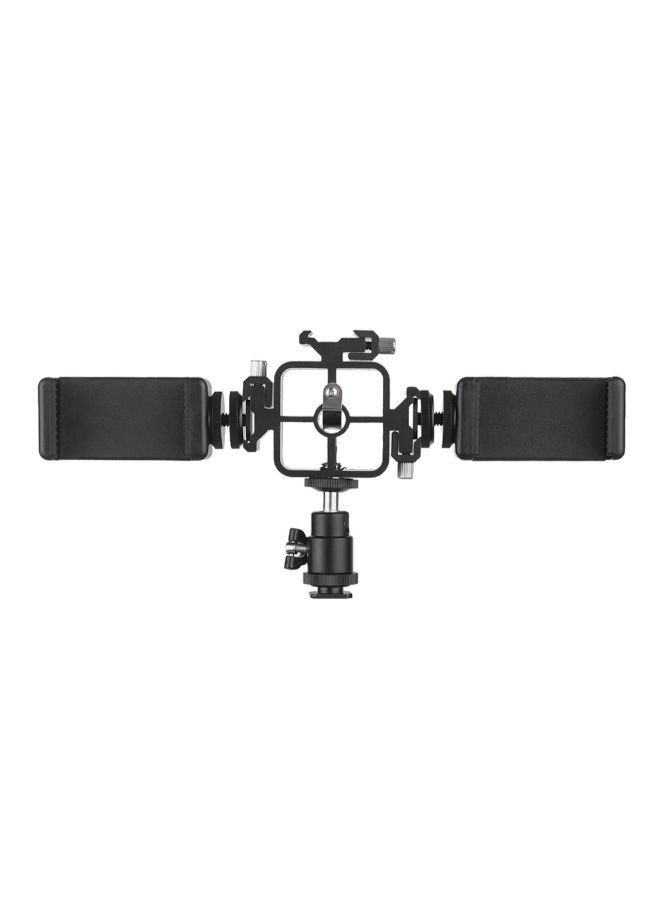 NIBEMINENT Triple Cold Shoe Mount Flash Speedlite Bracket With Ballhead Adapter Phone Holders Black  - Image 3