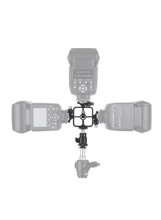 NIBEMINENT Triple Cold Shoe Mount Flash Speedlite Bracket With Ballhead Adapter Phone Holders Black  - Image 4