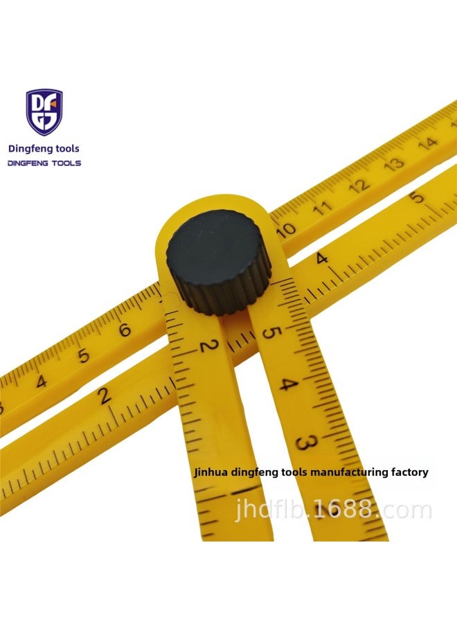 ABS Four-fold Rule Multifunctional Plastic Movable Fold Rule Four-sided Rule Four-angle Rule Folding Rule Multi-angle Folding Rule Measuring Tool-Model:Four-fold Ruler