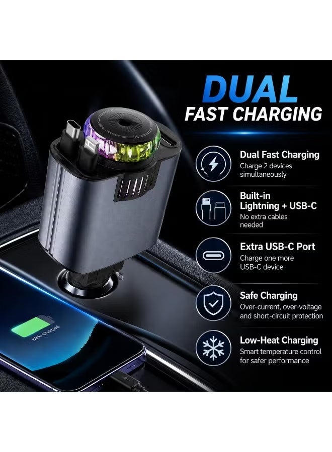 ELTRAZONE 5-in-1 Retractable Car Charger & Aroma Diffuser with 45W Fast Charging and USB-C PD 30W - Image 4