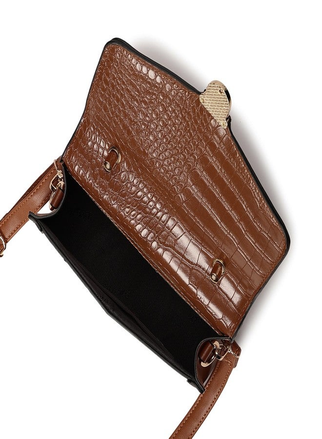 Fastrack PU Structured Sling Bag For Women, Girls and Ladies | with Croc Textured Faux Leather Construct | Ladies Purse Handbag | Slings for Casual Carry - Image 5
