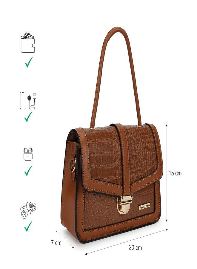 Fastrack PU Structured Sling Bag For Women, Girls and Ladies | with Croc Textured Faux Leather Construct | Ladies Purse Handbag | Slings for Casual Carry - Image 4