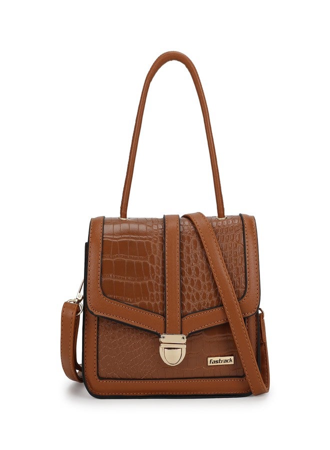 Fastrack PU Structured Sling Bag For Women, Girls and Ladies | with Croc Textured Faux Leather Construct | Ladies Purse Handbag | Slings for Casual Carry - Image 1