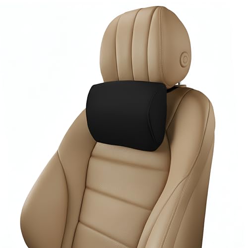 GREENSHEEP Car Seat Head Rest Pillow with Adjustable Strap Memory Foam Support Cushion for Driving Pain Relief Long Drive and Comfortable Rides (Pack of 1, Black) - Image 1